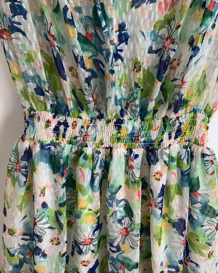 Sheer Floral Watercolor Mini Dress - Size 4/6