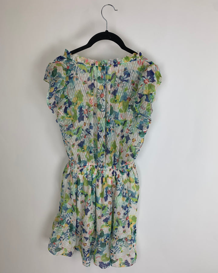 Sheer Floral Watercolor Mini Dress - Size 4/6