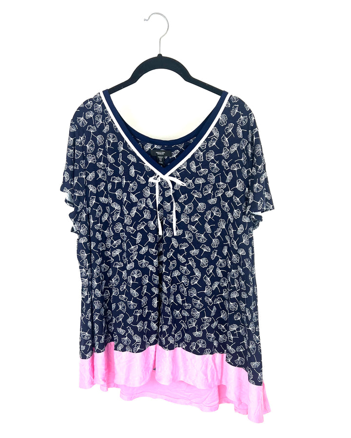 Blue And White Floral Sleep Shirt - 1X