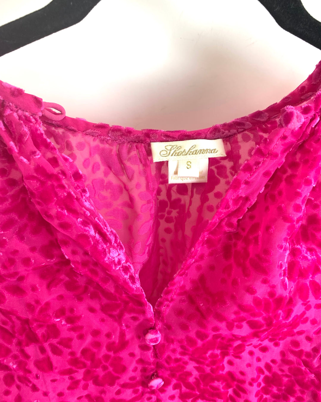 Hot Pink Floral Blouse - Size 4/6