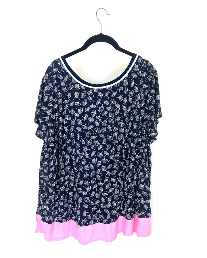 Blue And White Floral Sleep Shirt - 1X