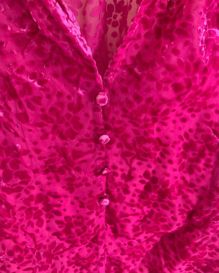 Hot Pink Floral Blouse - Size 4/6