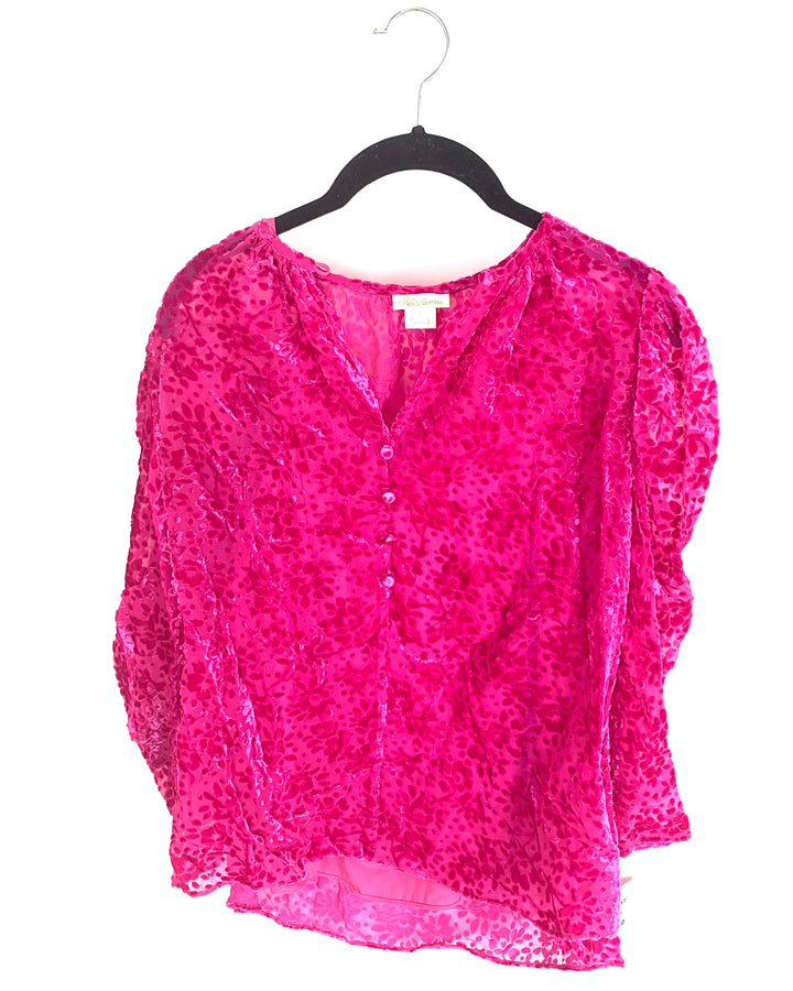 Hot Pink Floral Blouse - Size 4/6