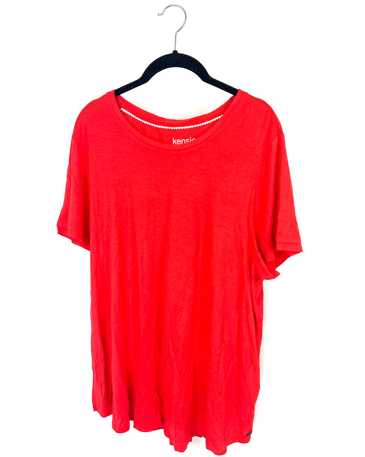 Red Short Sleeve Lounge Top - 1X