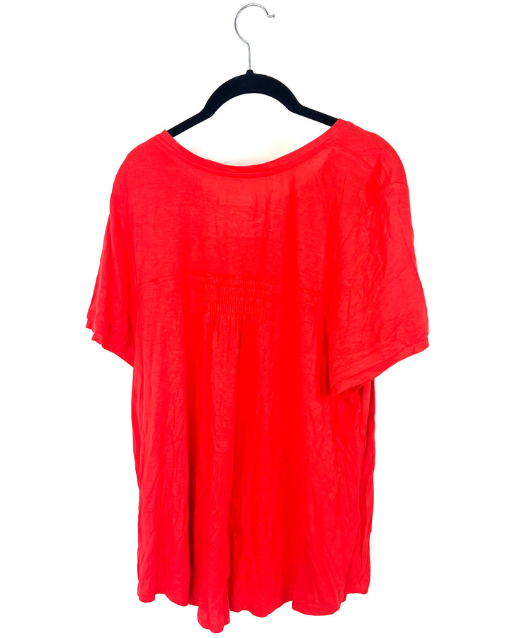 Red Short Sleeve Lounge Top - 1X