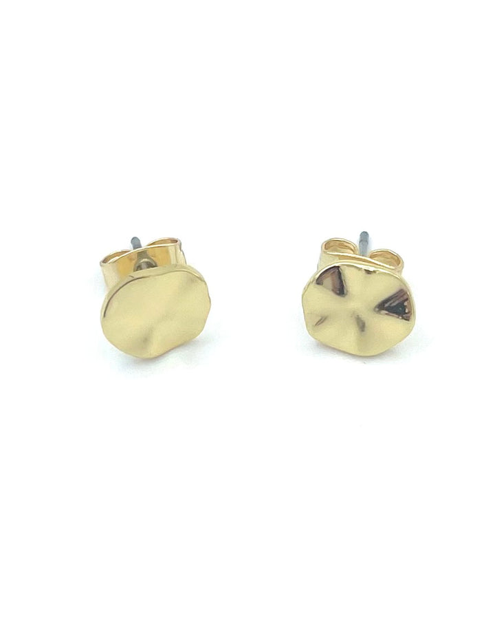 Gold Wavy Circle Stud Earrings