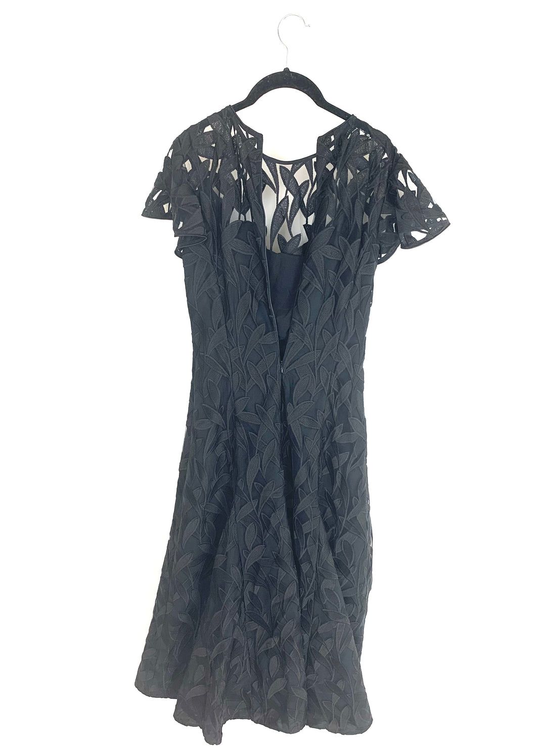 Black Floral Short Sleeve Dress Gown - Size 4