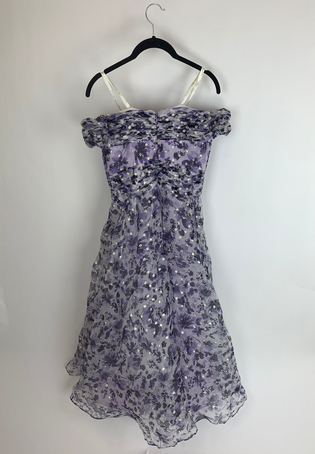 Purple and Gold Floral Evening Dress - Size 2