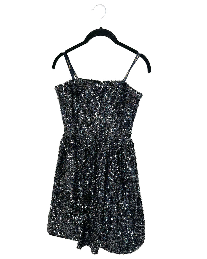 Black Strapless Sequin Dress - Size 2/4