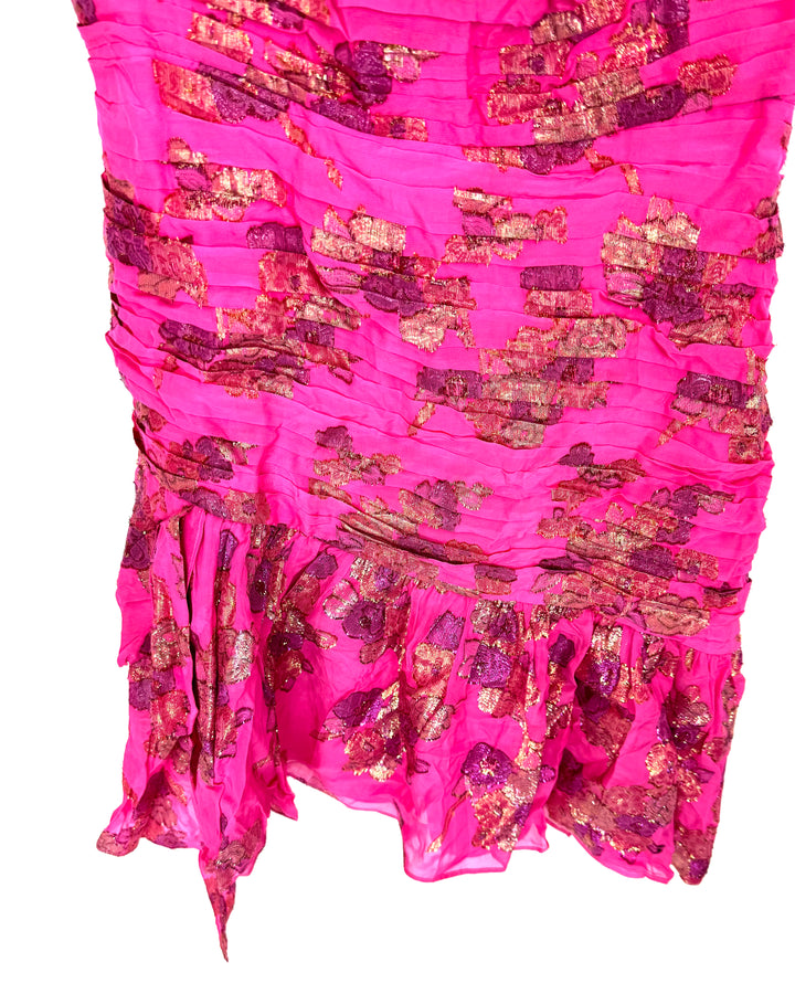 Fuchsia and Gold Speckled Dress - Size 6