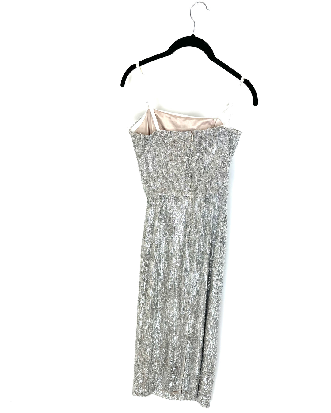 Silver Sequin Drape Dress - Size 2