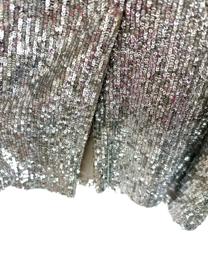 Silver Sequin Drape Dress - Size 2