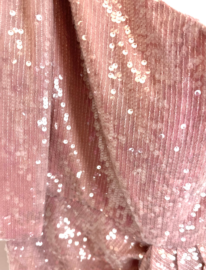 Blush Pink Sequin Draped Dress - Size 4