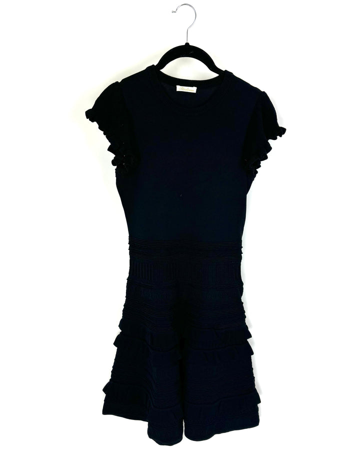 Black Ruffle Knit Short Dress - Size 4/6