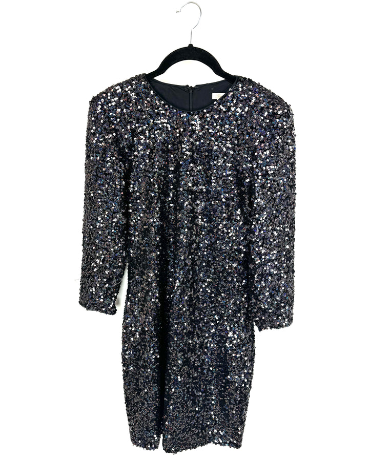 Black Sequined Knee-Length Dress - Size 2