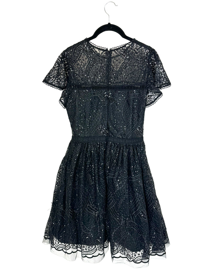 Black Lace Bouffant Dress - Size 4