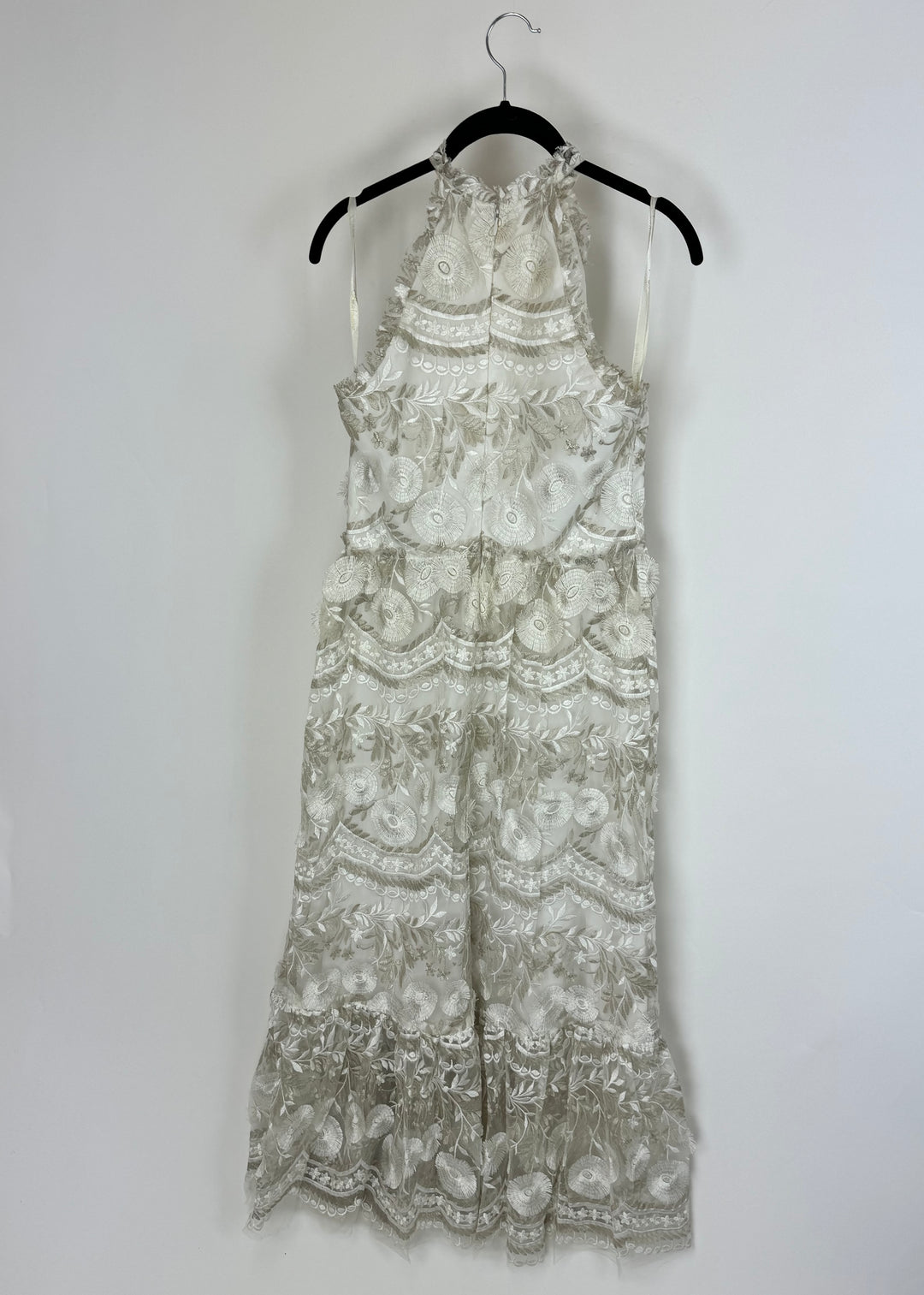 White Sheer Abstract Floral Dress - Size 4