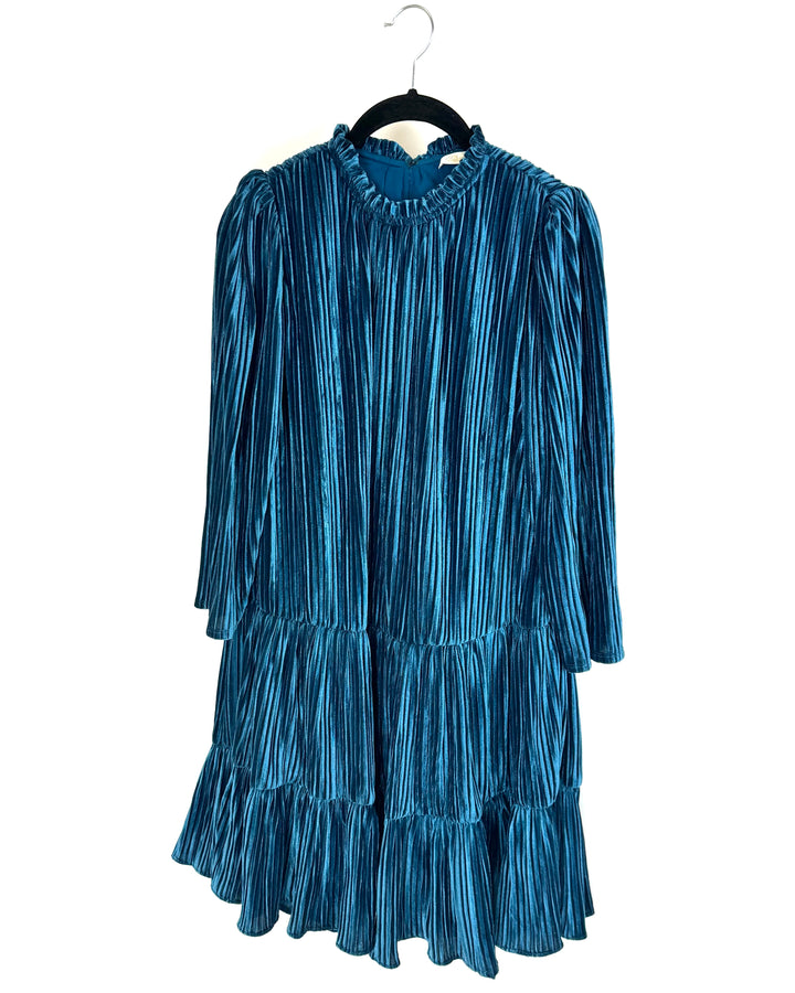 Deep Teal Pleated Dress - Size 6/8