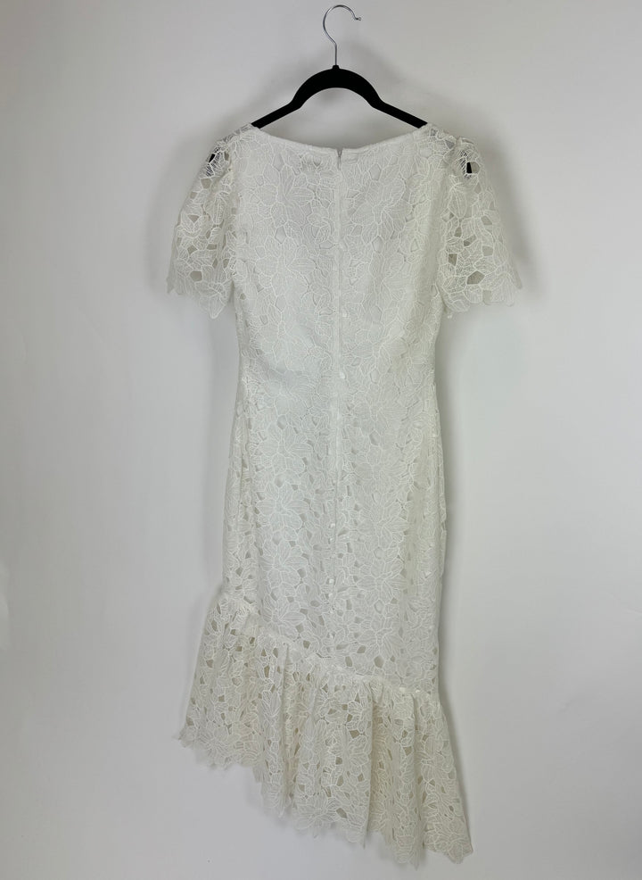 Cream Floral Lace Knit Dress - Size 4