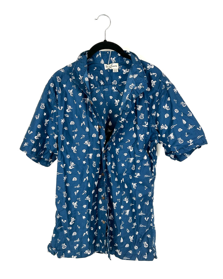 MENS Kenny Flowers Navy Button Up Shirt - Medium