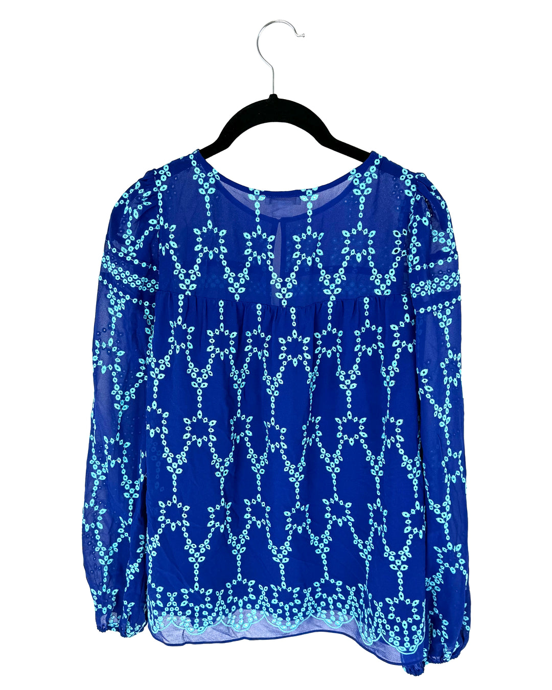 Blue Embroidered Blouse - Small and Medium