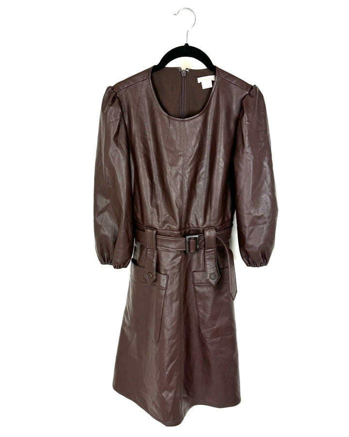 Dark Brown Leather Dress - Size 4