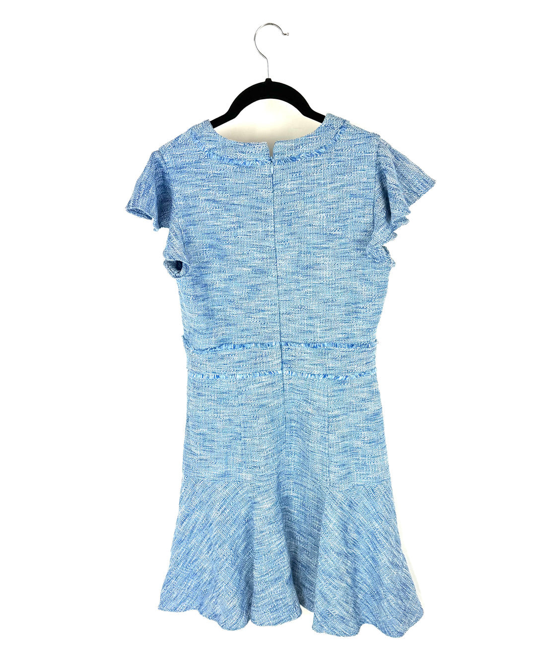 Blue Tweed Fit and Flare Dress - Size 4