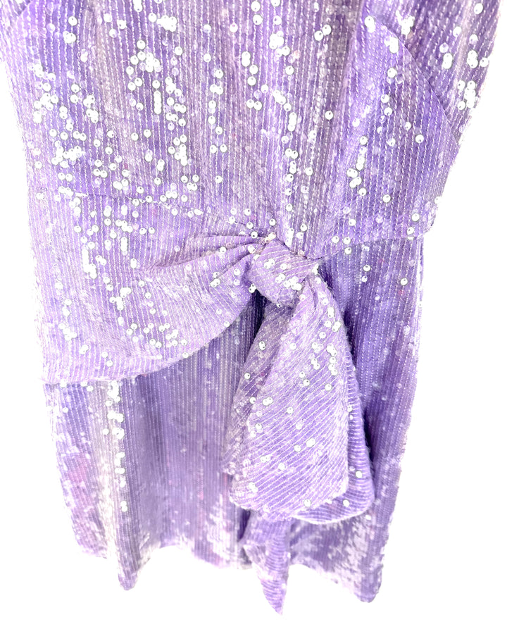 Lilac Sequin Bow Tie Mini Dress - Size 4/6