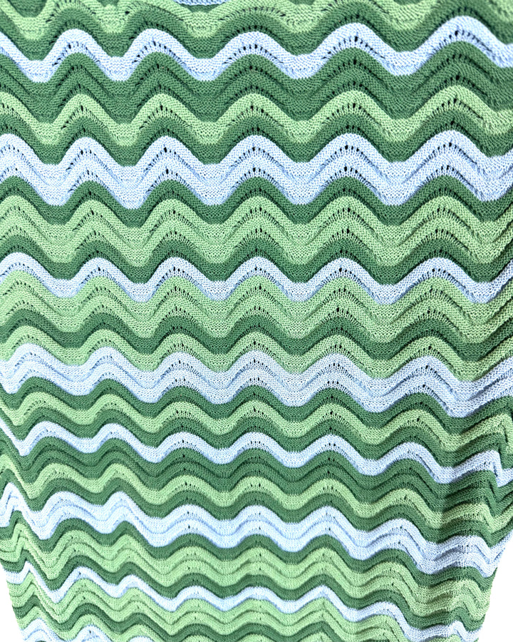 Green Blue & Cream Chevron Knit Dress - Size 4