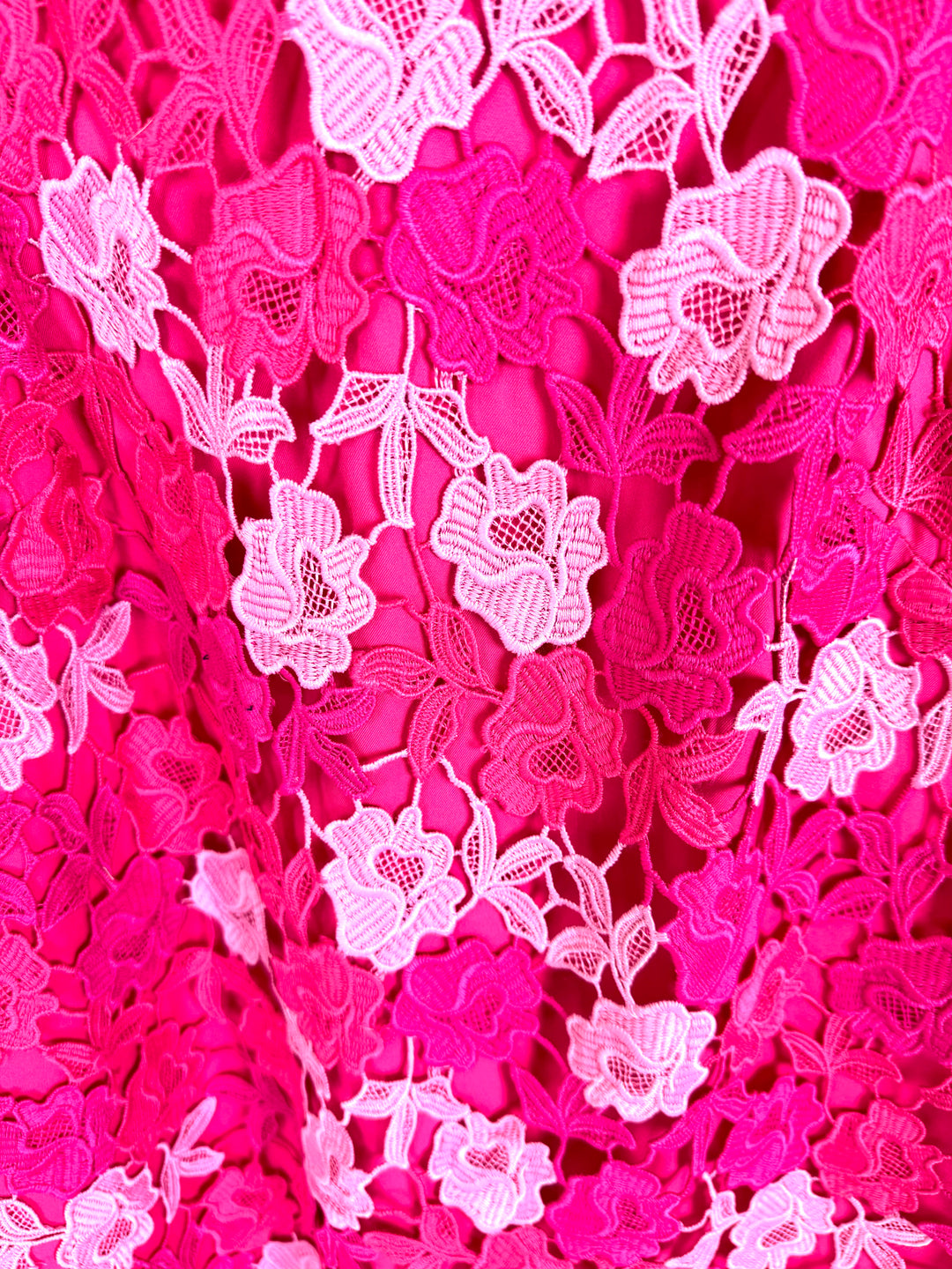 Hot Pink Floral Lace Dress - Size 2