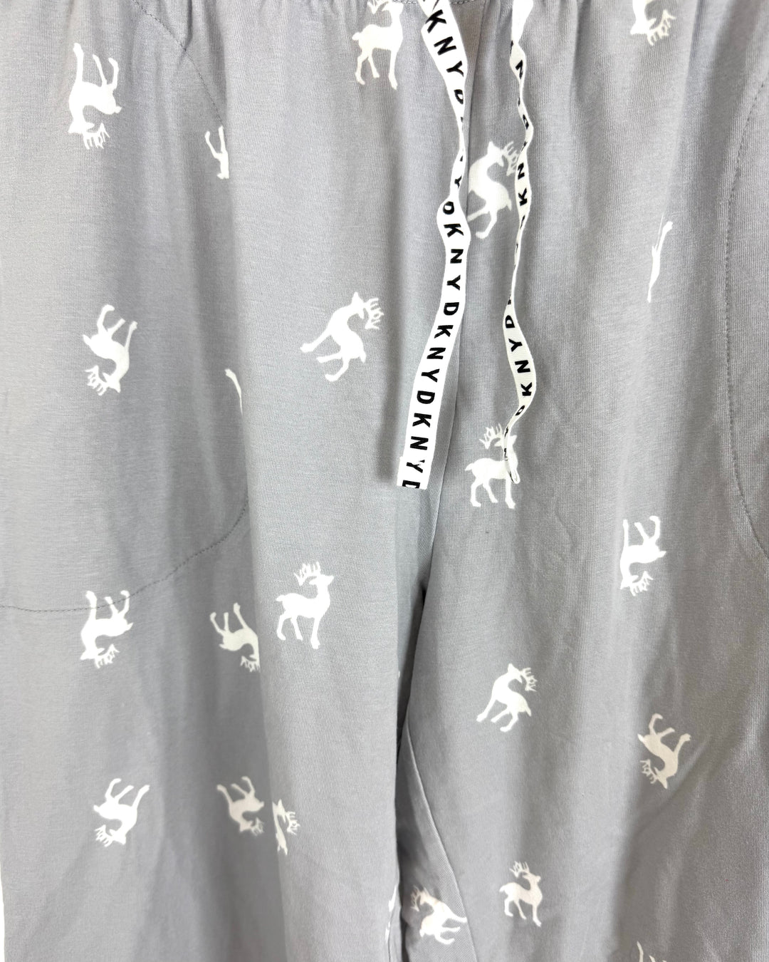 Light Gray Cropped Reindeer Pajama Pants - Small