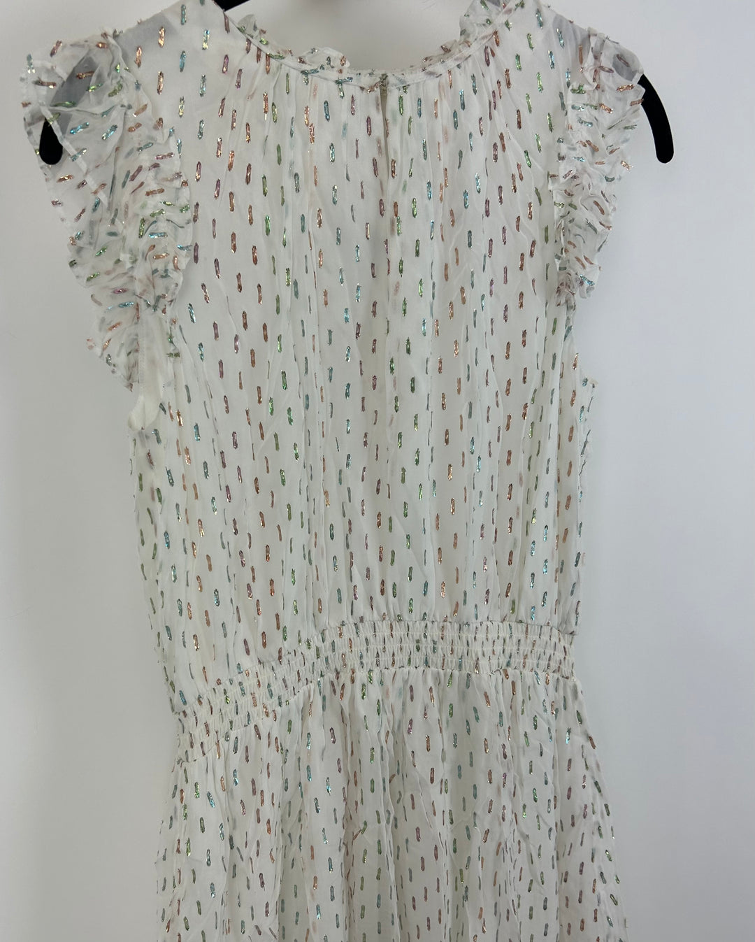 White Metallic Printed Long Dress - Size 6