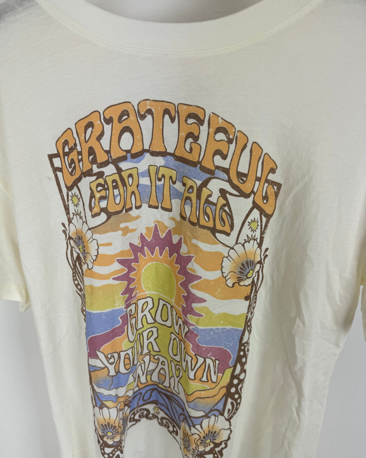 Cream "Grateful" T-Shirt - Size 2-4