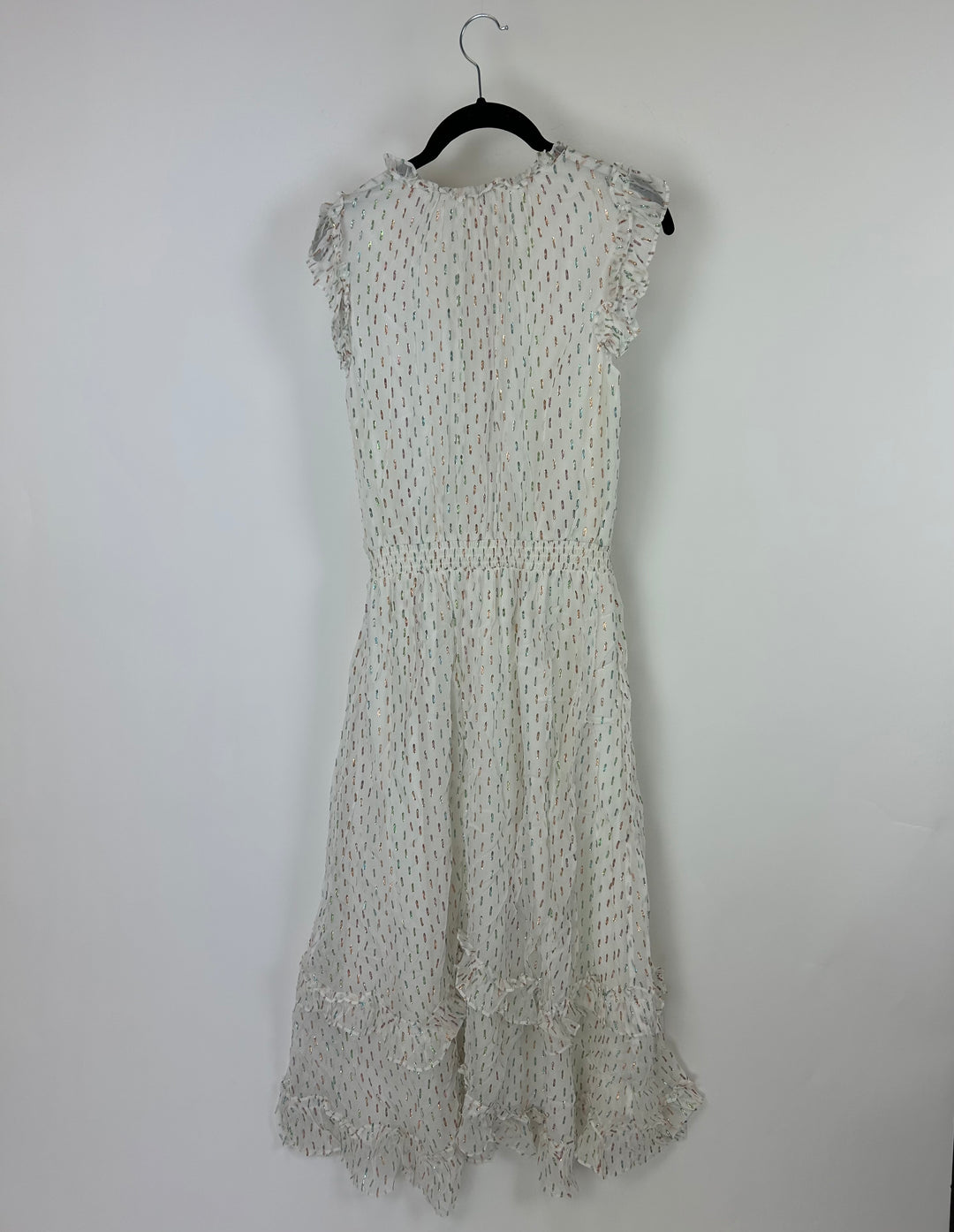 White Metallic Printed Long Dress - Size 6