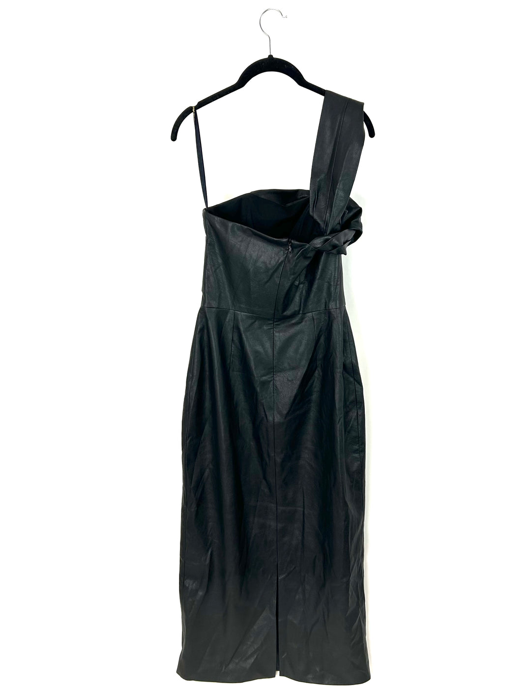 Black Faux Leather Long Dress - Size 4