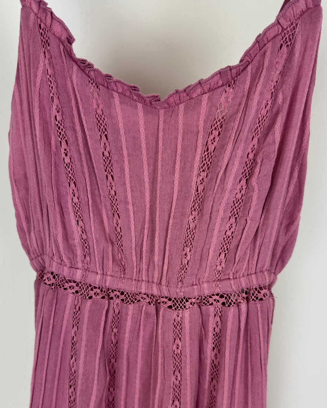 Dusty Pink Lace Maxi Dress - Size 0-2