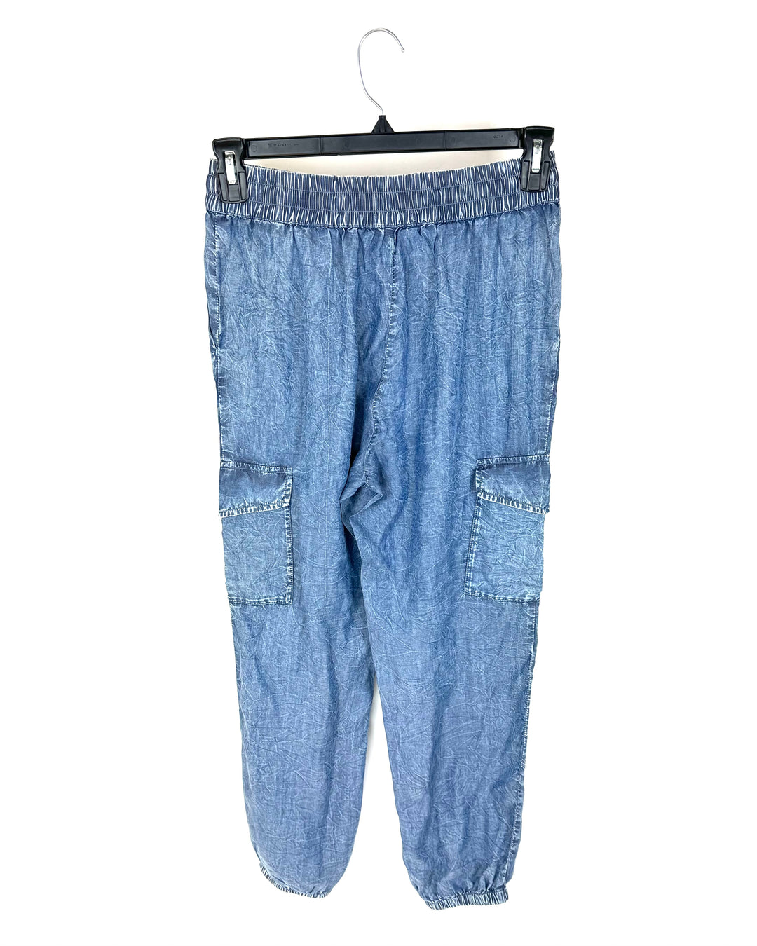 Soft Denim Printed Joggers - Small