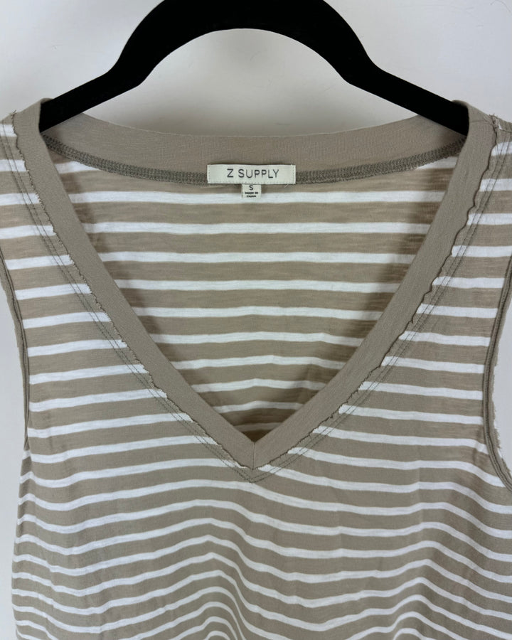 White And Brown Tank Top - Size 4-6