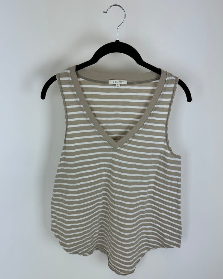 White And Brown Tank Top - Size 4-6