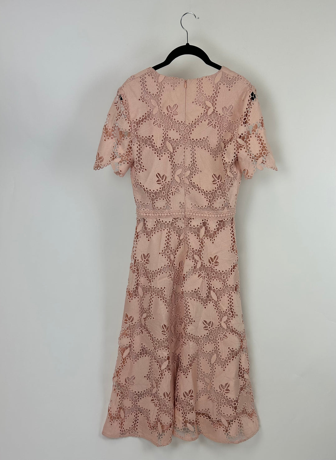 Baby Pink Lace Midi Dress - Size 4