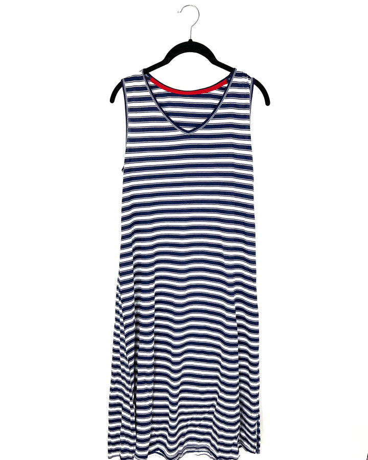 Navy and White Striped Lounge Dress - Size 4