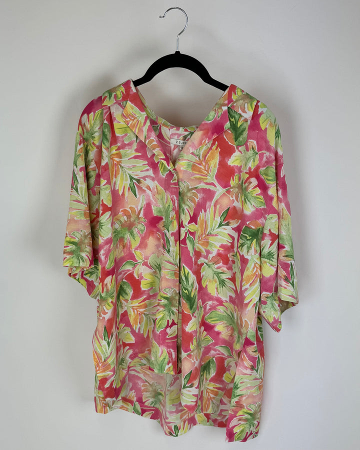 Palm Print Button Up Shirt - Size 8-10