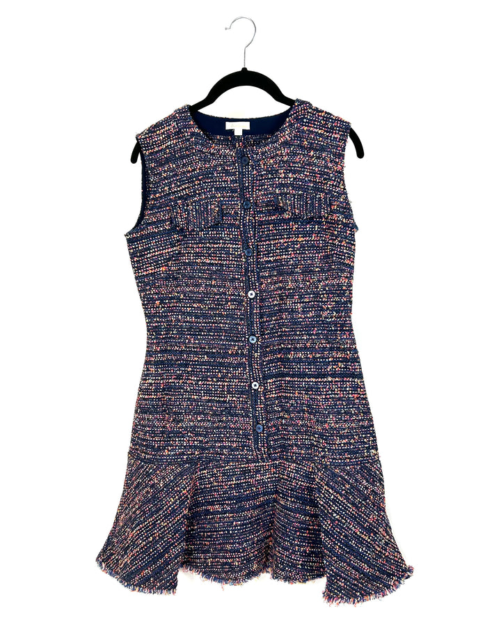 Multi-Colored Tweed Sleeveless Dress - Size 4