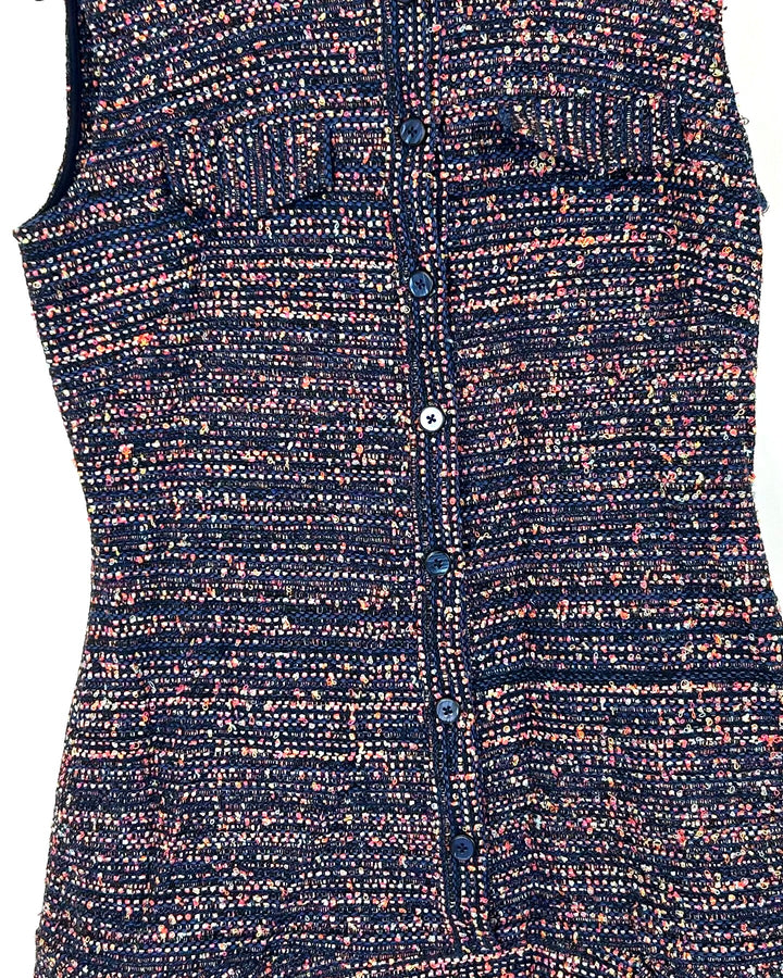 Multi-Colored Tweed Sleeveless Dress - Size 4