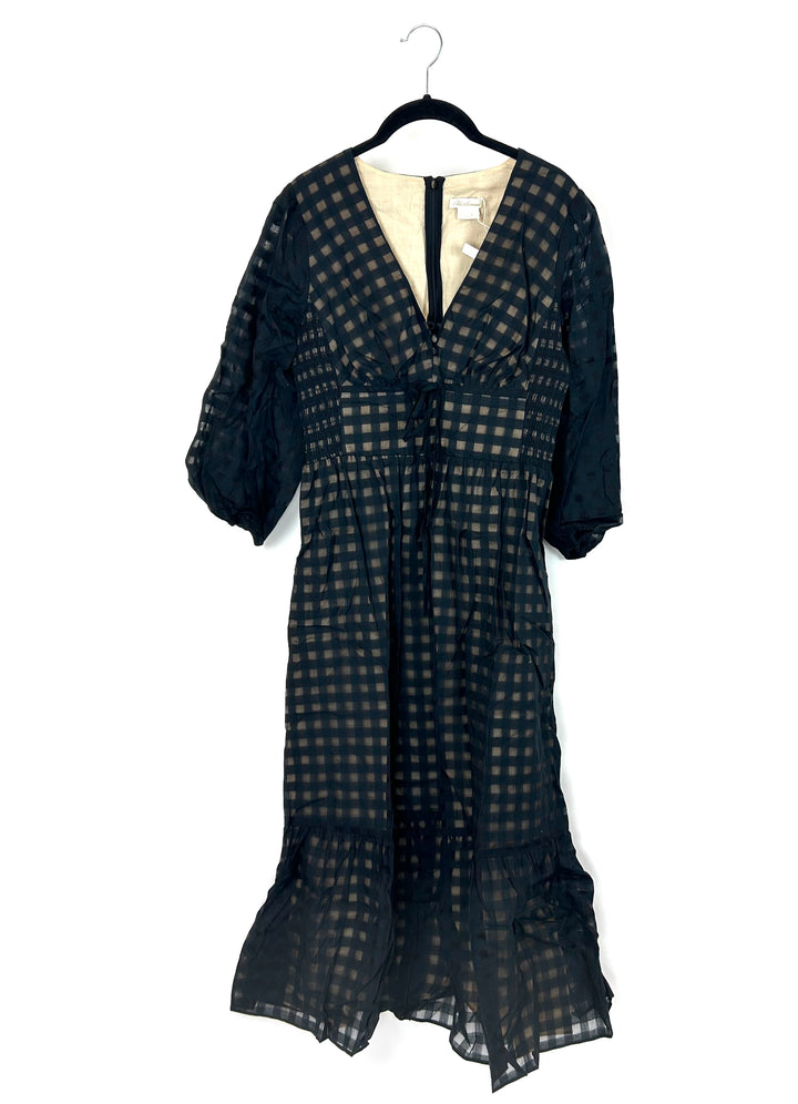 Black Mesh Lined Long Sleeve Dress - Size 6