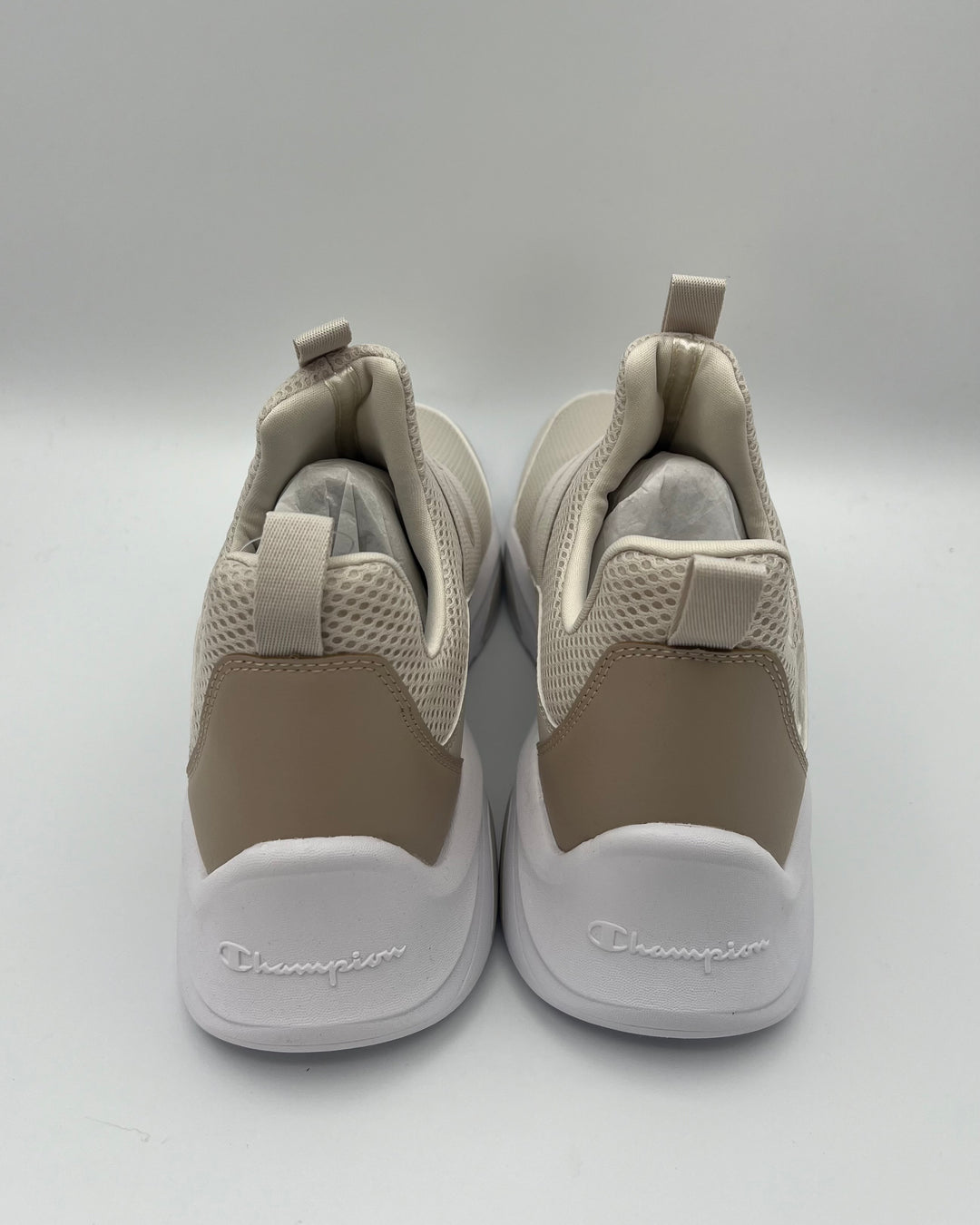 Beige and White Sneakers with Elastic Band - Size 9