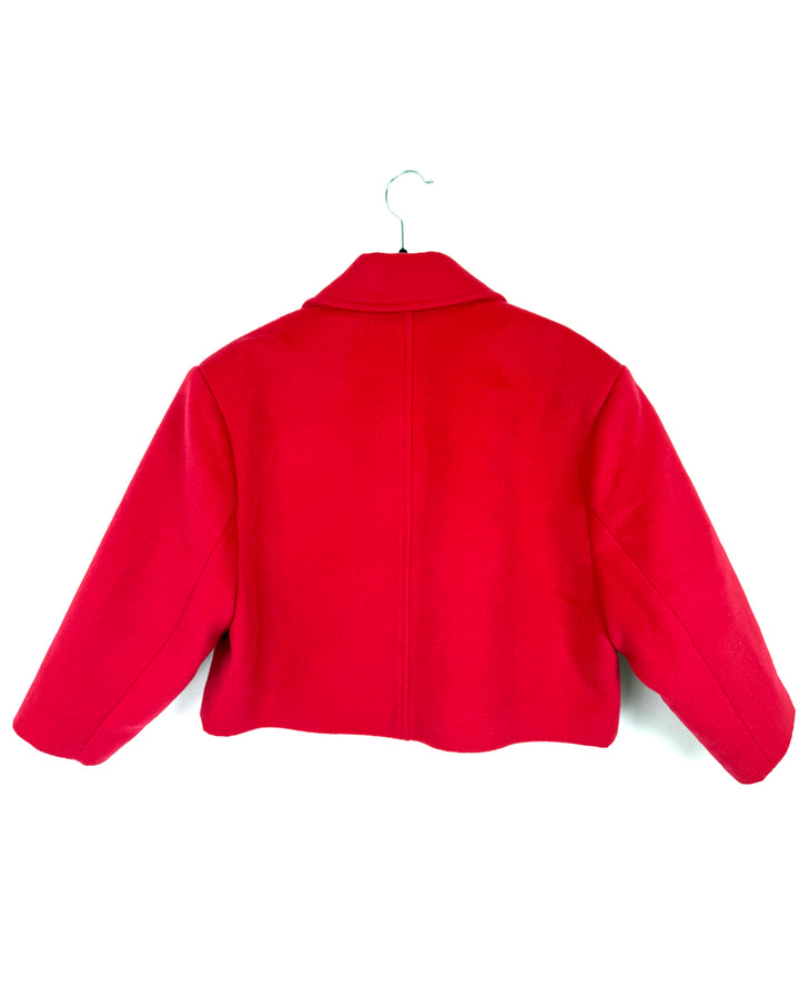 Red Fleece Cropped Jacket - Size 2/4