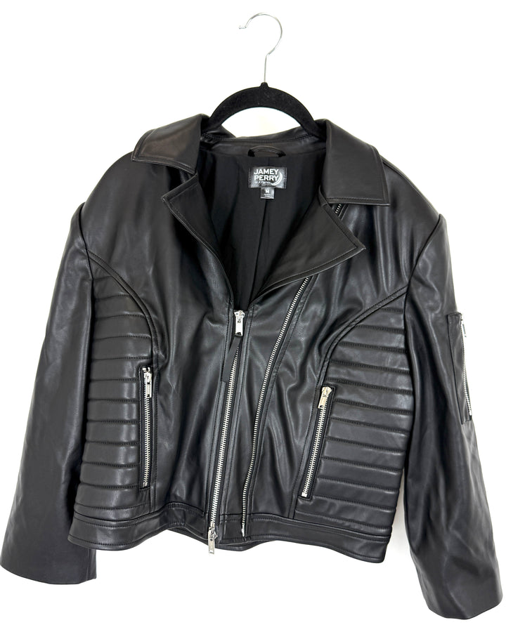 Cropped Faux Leather Jacket - Size 4/6