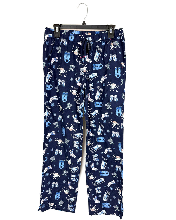 Blue Winter Print Pajama Pants - Size 2/4