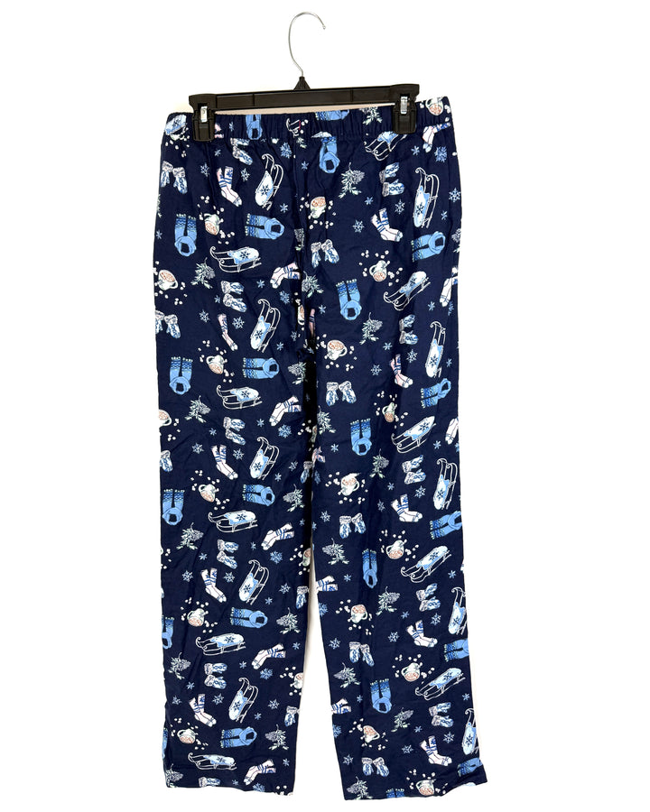 Blue Winter Print Pajama Pants - Size 2/4